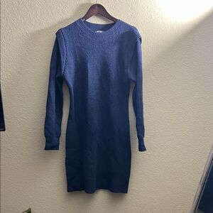 Chic Blue Women's Crew Neck Sweater Dress
